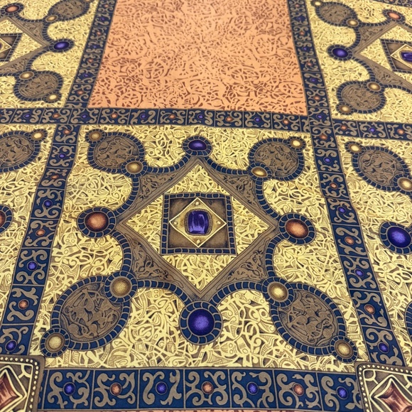 Ellen Tracy Vintage Silk Scarf – Ornate Jewel & Filigree Design – 35" Square - Picture 6 of 8